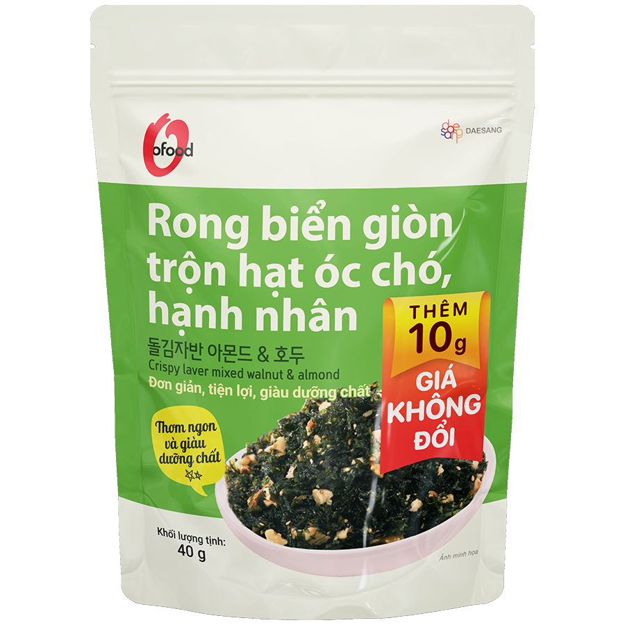 Rong biển giòn trộn hạt óc chó, hạnh nhân