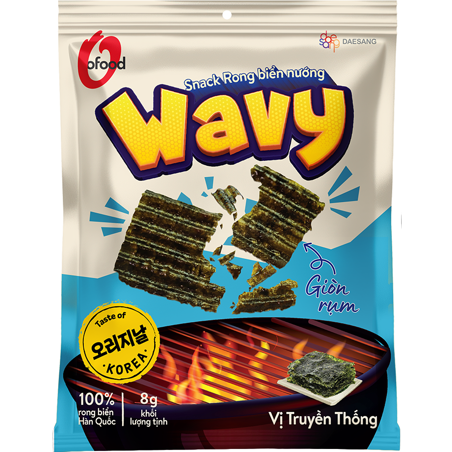 Wavy grilled seaweed snack traditional flavor